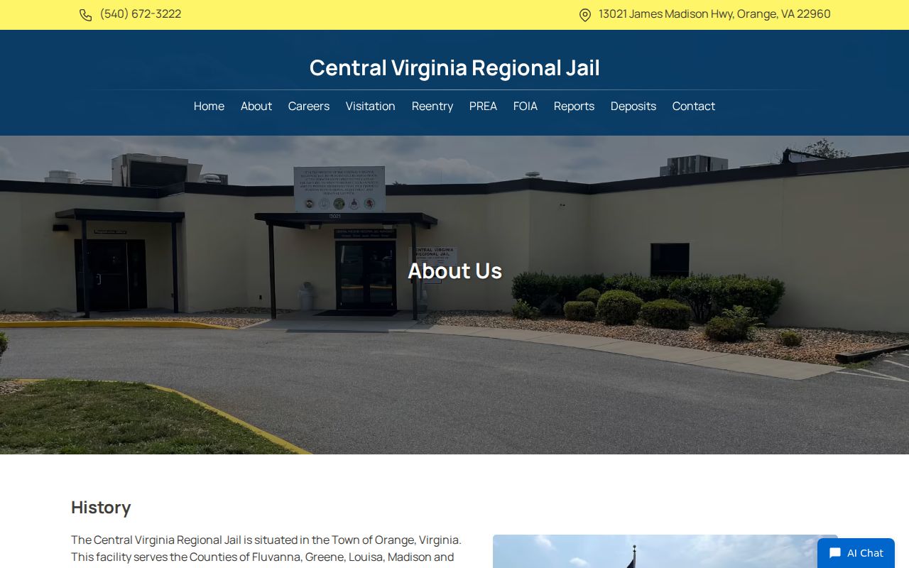 Central Virginia Regional Jail history for Greene County arrest custody