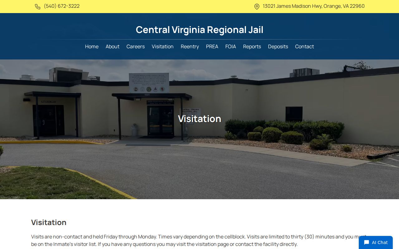 CVRJ visitation and contact details for Greene County arrest custody