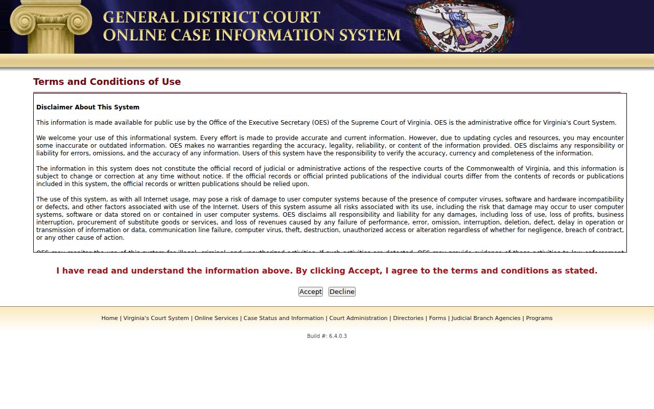 Greene County criminal court case search fields in Virginia General District Court