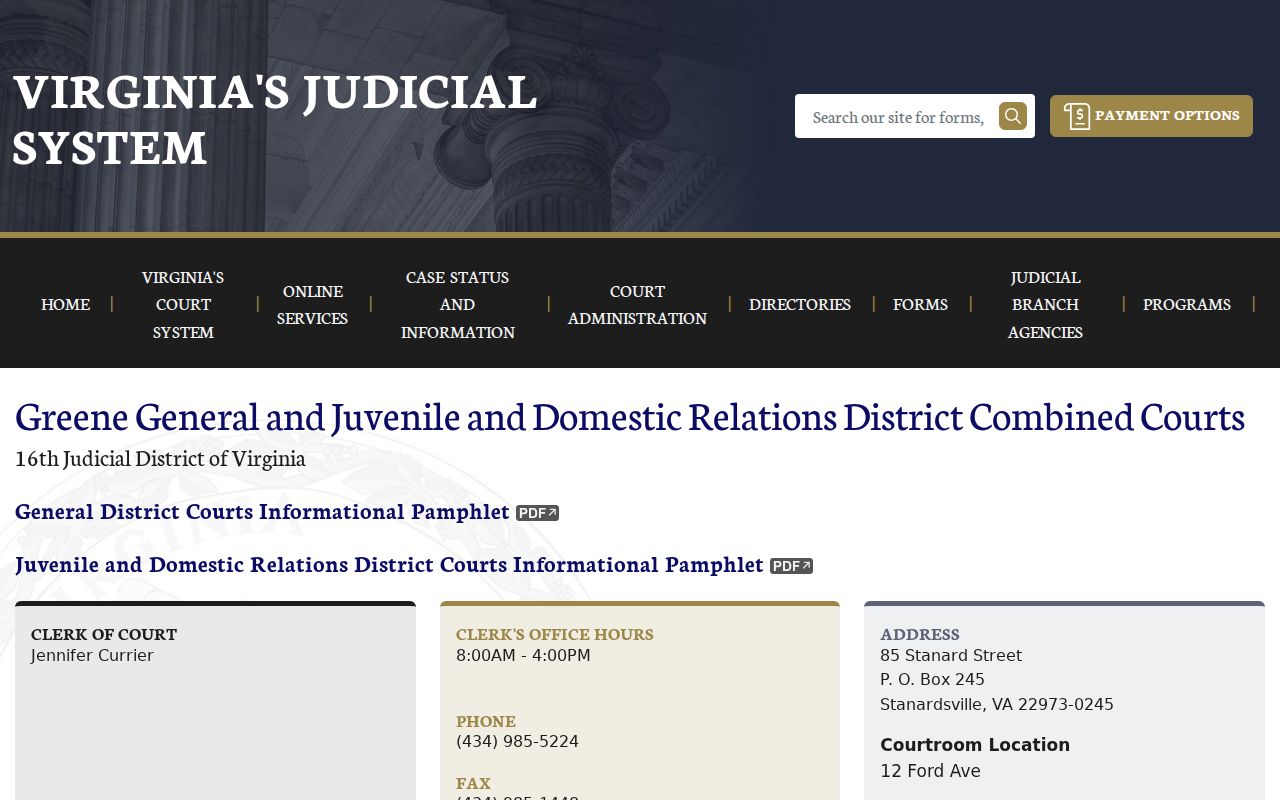 Greene County criminal court case locations for combined courts