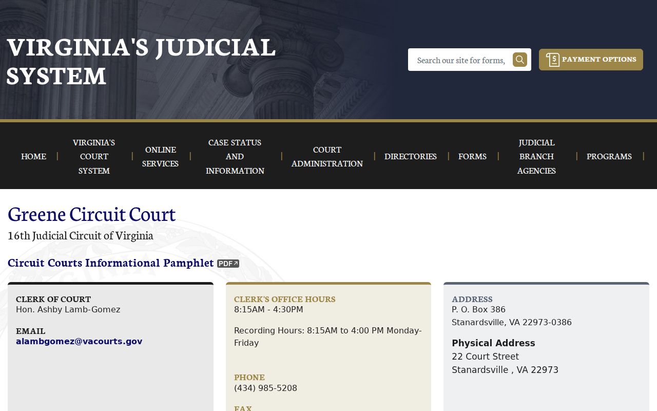 Greene County criminal court case information from Circuit Court