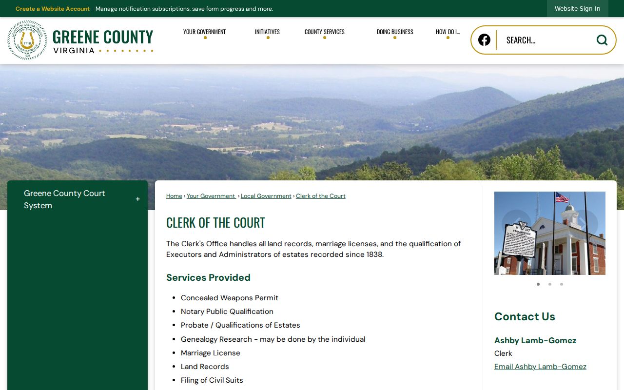 Greene County criminal case records clerk access