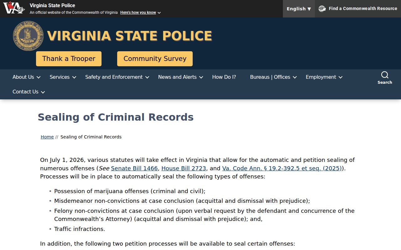 Greene County criminal history Virginia record sealing guidance